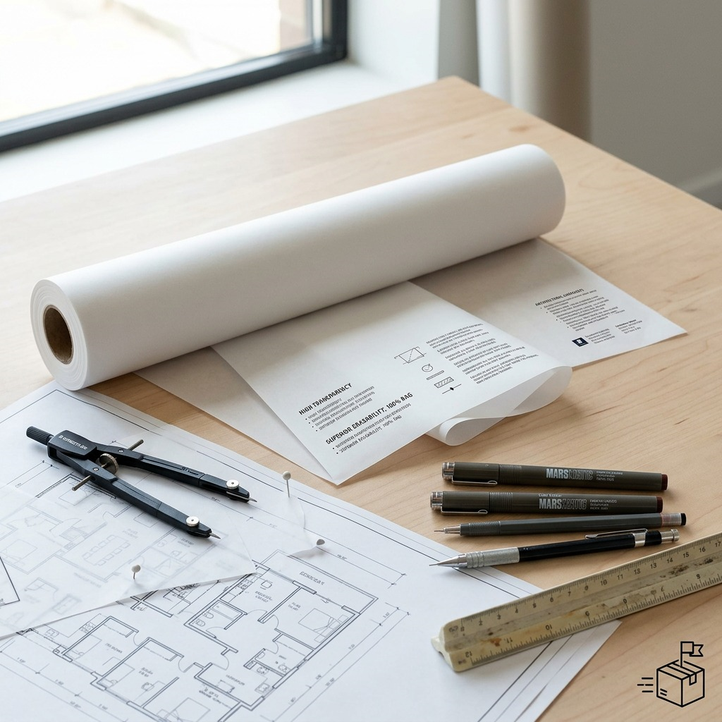 STAEDTLER – Rouleau de vélin uni 24 po × 5 verges, réf. 946-245R-NA — vue en utilisation
