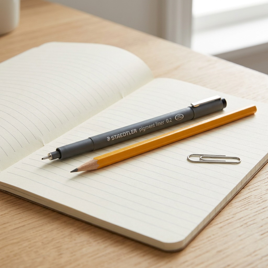 A clean, high-resolution product photography shot of the STAEDTLER Pigment Liner 0.2mm pen.