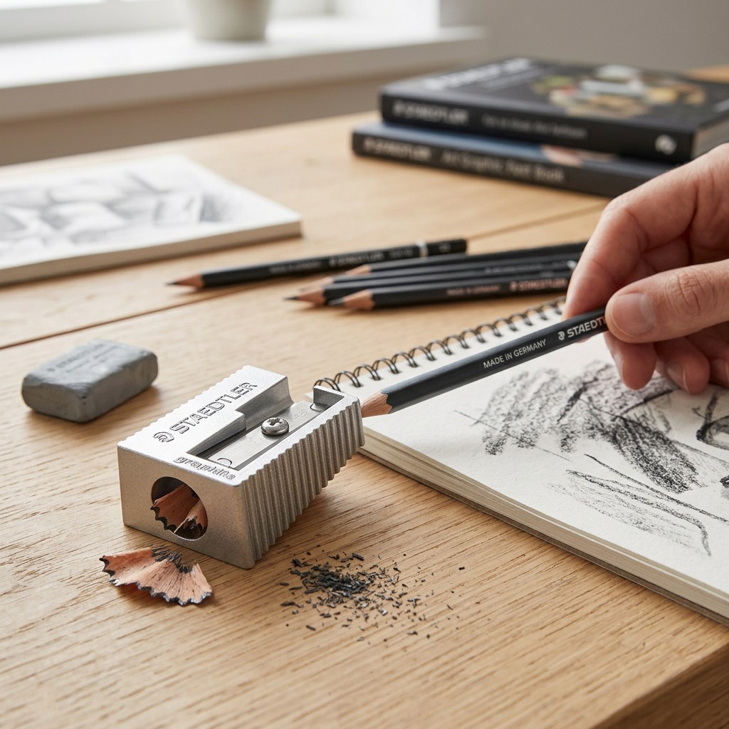 STAEDTLER Taille-crayon 1 trou, réf. 510-10-A6-02 — présentation en utilisation