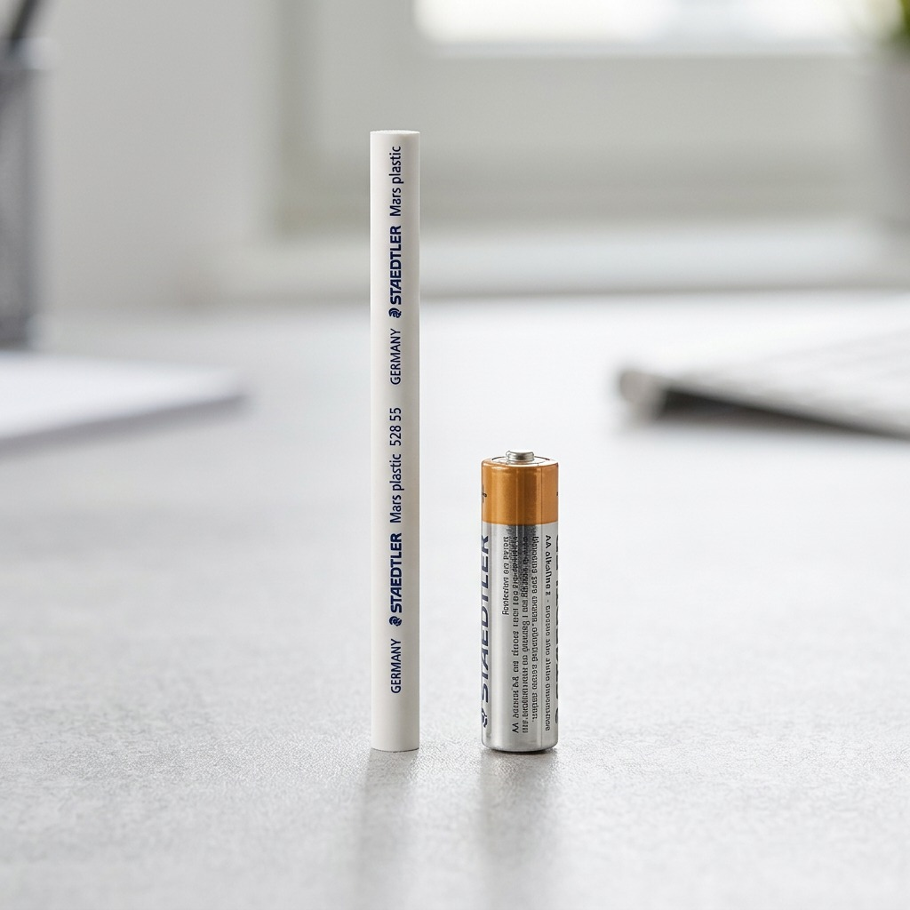 High-resolution hero shot of the STAEDTLER 528-55-02 white eraser core refill, centered on white background.