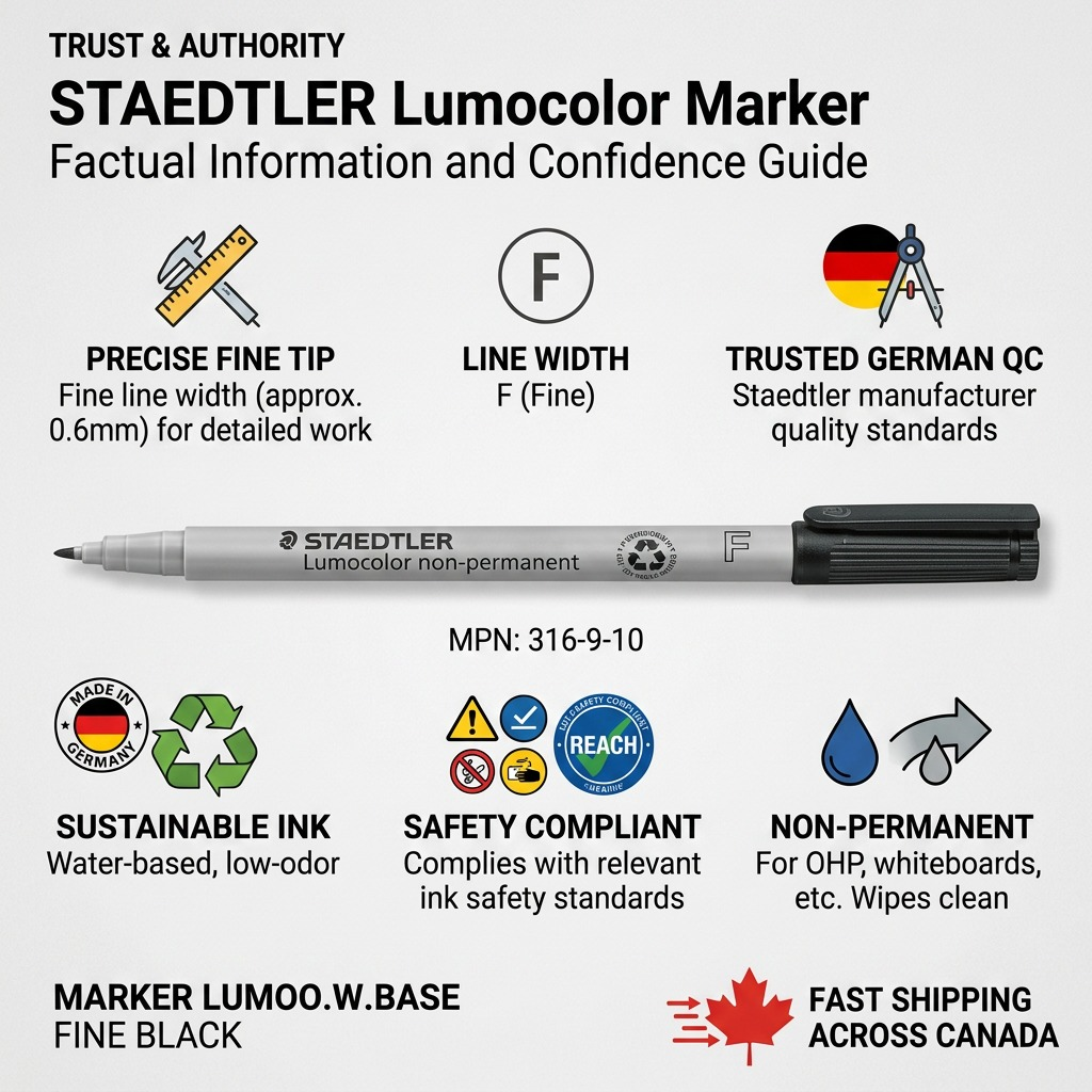 STAEDTLER Lumocolor – Marqueur noir non permanent fin, réf. 316-9-10 — vue du produit 8