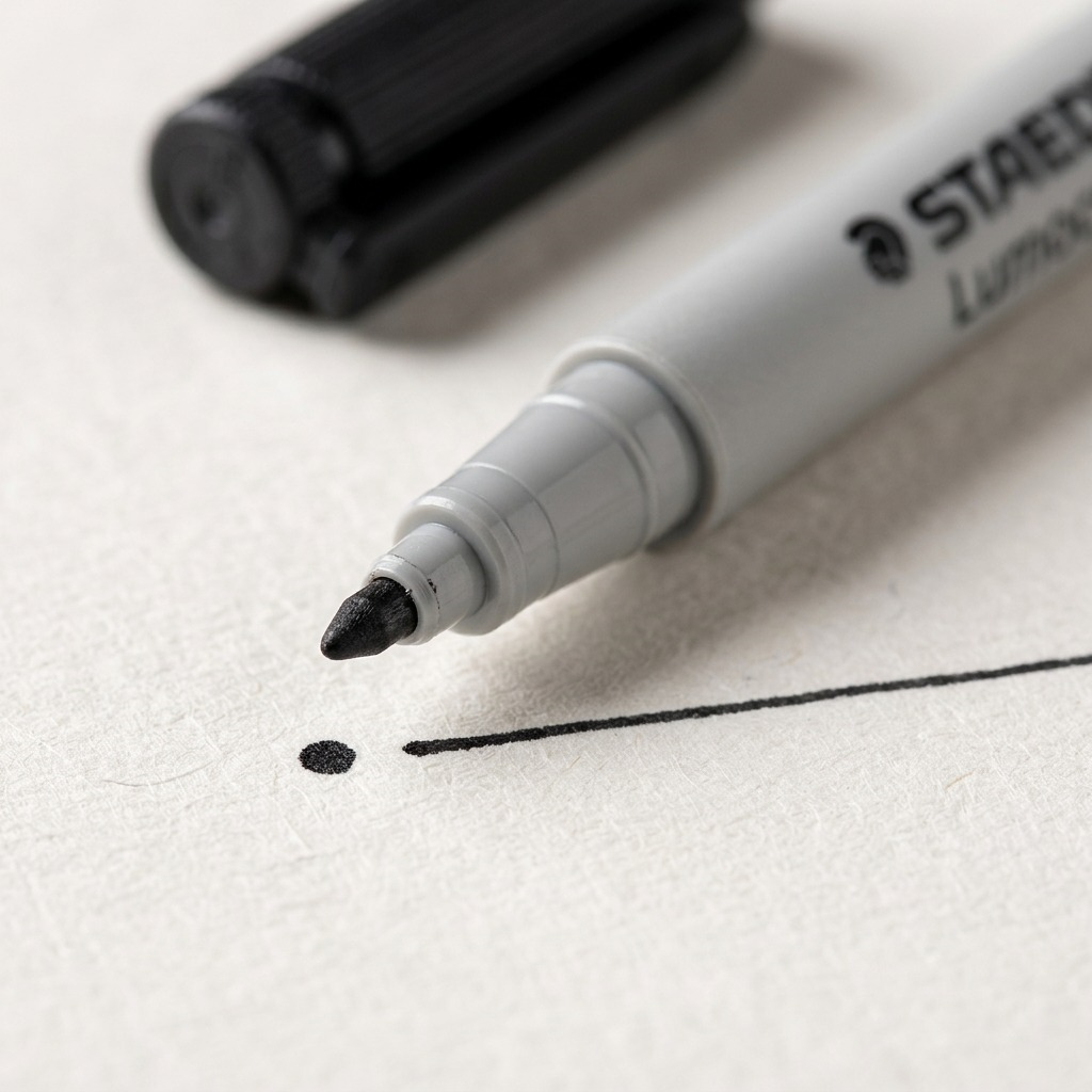 STAEDTLER Lumocolor – Marqueur noir non permanent fin, réf. 316-9-10 — gros plan des détails