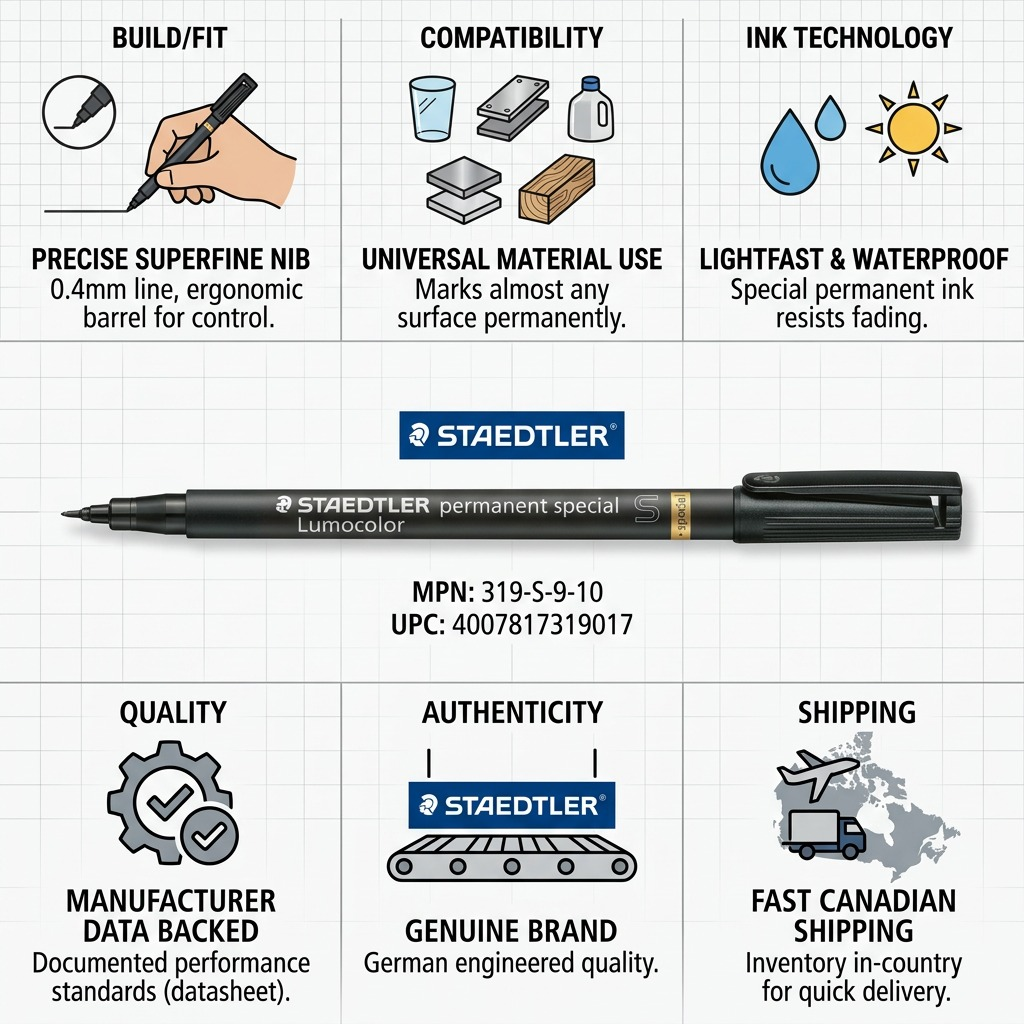 STAEDTLER Lumocolor Special – Marqueur permanent superfin noir, réf. 319-S-9-10 — vue du produit 8