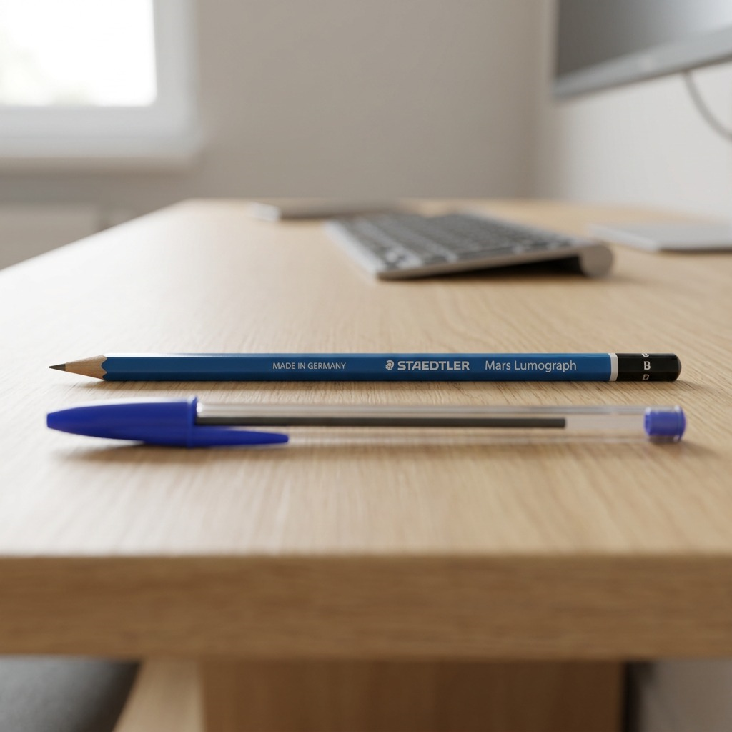 Pure hero shot: STAEDTLER Mars Lumograph B drawing pencil (100-B-M, 4007817104132), centered on white.