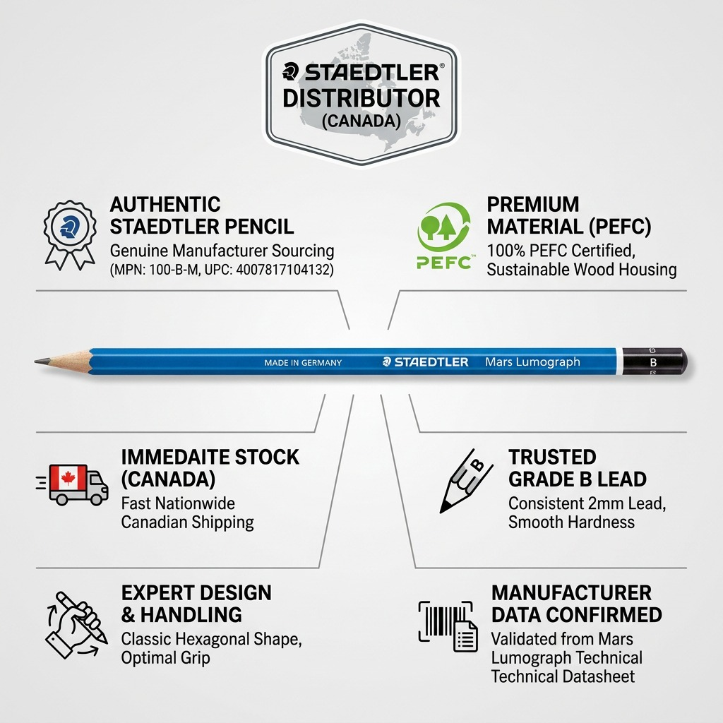 STAEDTLER Mars Lumograph – Crayon graphite B, réf. 100-B-M — vue du produit 8