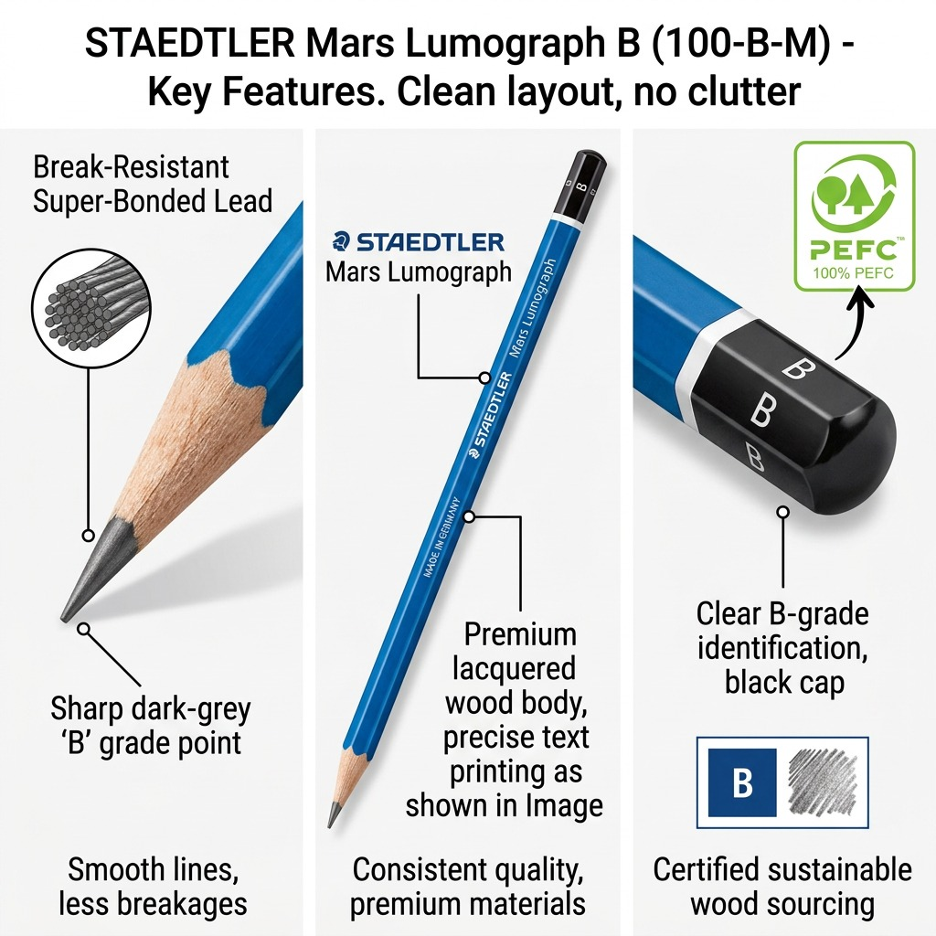 STAEDTLER Mars Lumograph – Crayon graphite B, réf. 100-B-M — vue du produit 6