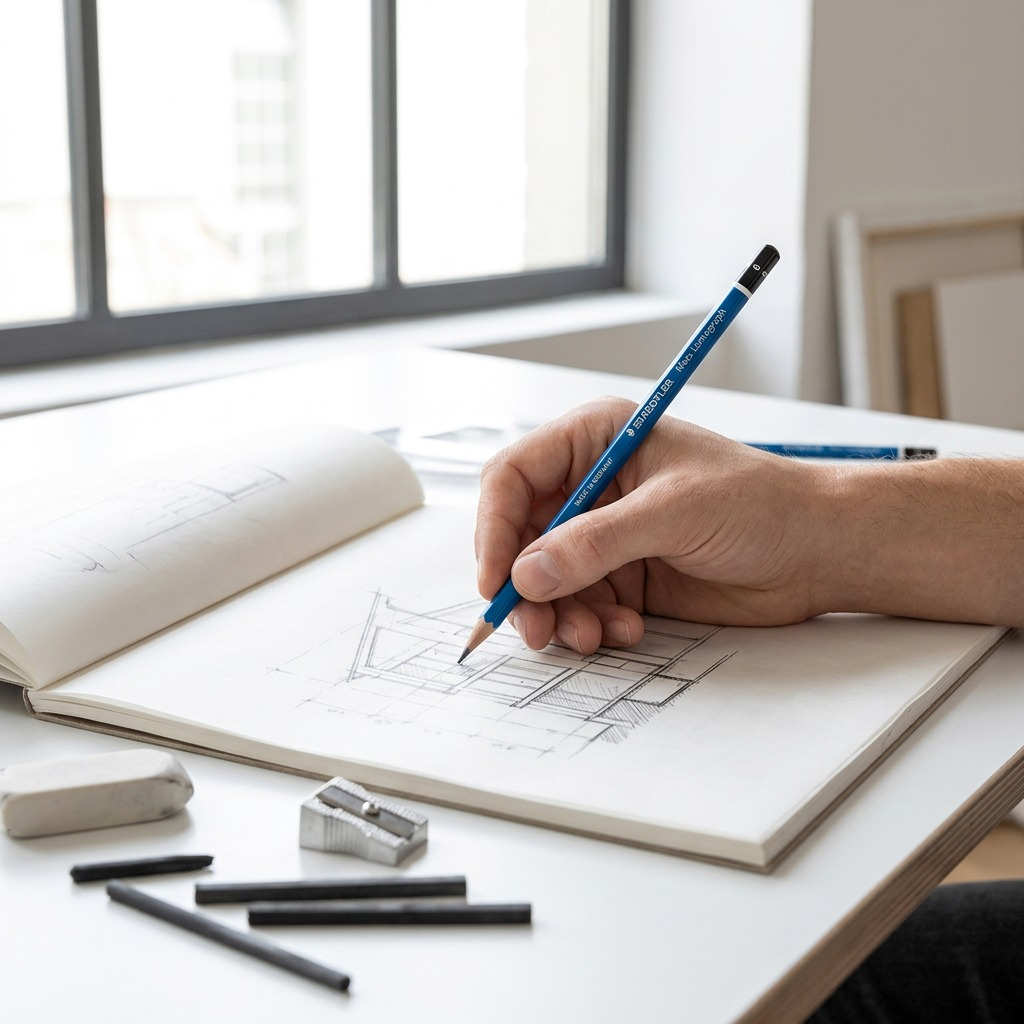STAEDTLER Mars Lumograph – Crayon graphite B, réf. 100-B-M — gros plan des détails