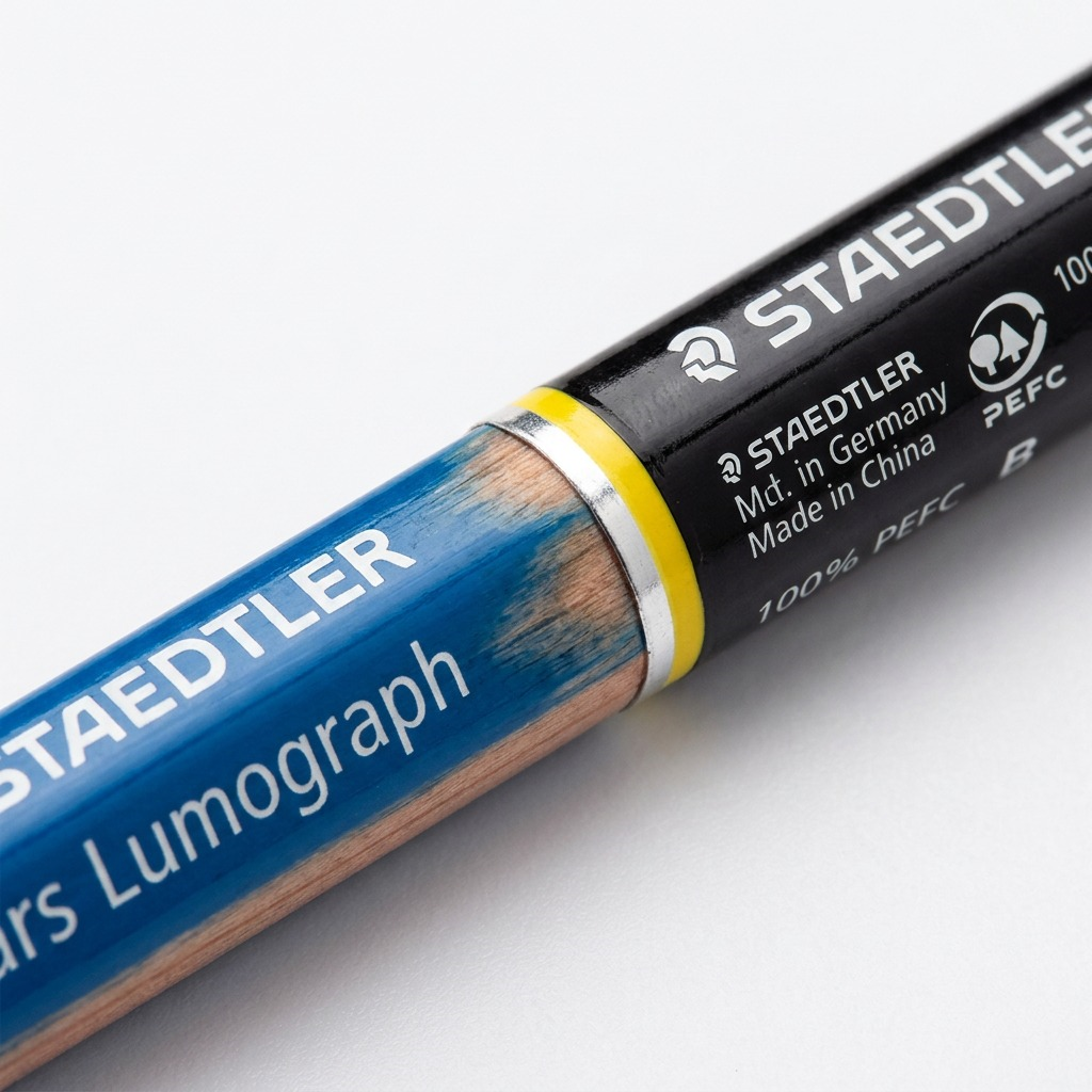 STAEDTLER Mars Lumograph – Crayon graphite B, réf. 100-B-M — gros plan des détails