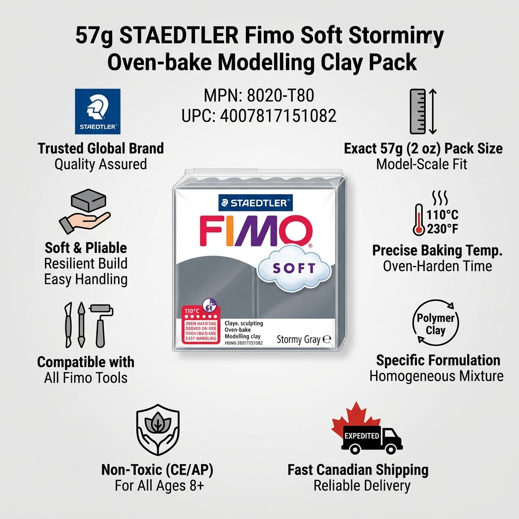 FIMO Soft – Pâte gris orageux 57 g, réf. 8020-T80 — détail du produit