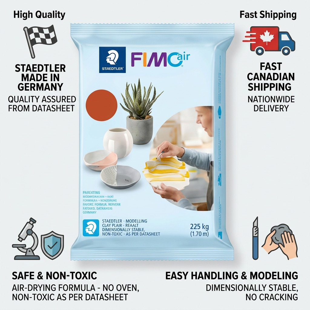 FIMOair – Pâte terre cuite 1 kg, réf. 8101-76 — caractéristiques illustrées