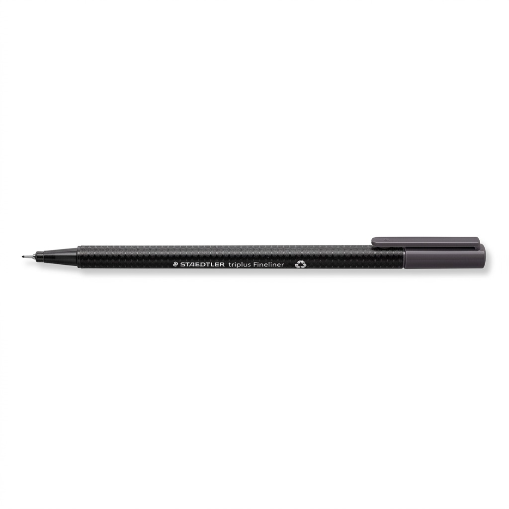 High-resolution hero shot of the STAEDTLER triplus Fineliner pen on a pure white background.