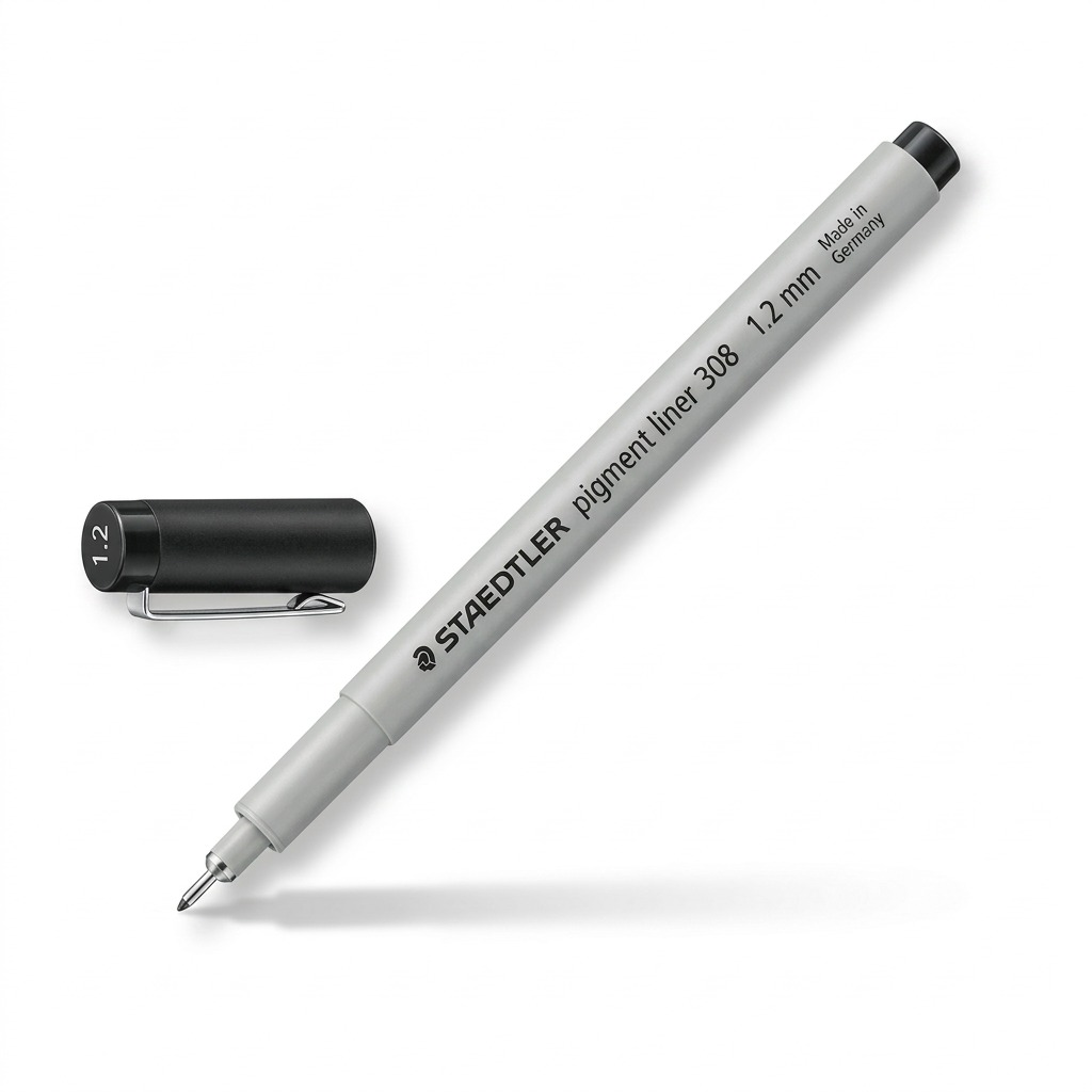 STAEDTLER Pigment Liner – Fineliner noir 1,2 mm, réf. 308-12-9M — vue du produit sur fond clair