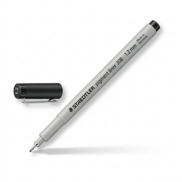 STAEDTLER Pigment Liner – Fineliner noir 1,2 mm, réf. 308-12-9M — vue du produit sur fond clair