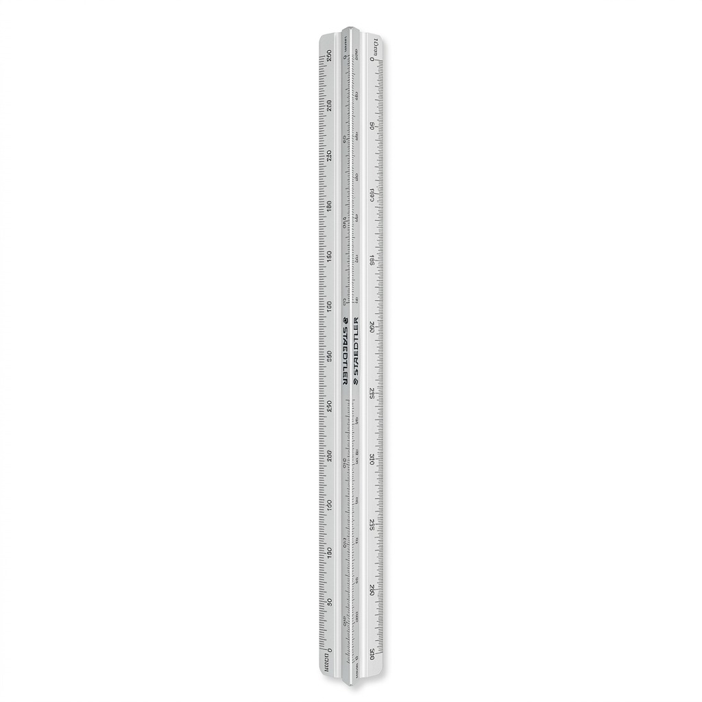 STAEDTLER – Règle triangulaire d’architecte 30 cm, réf. 98718-1 — vue sur fond clair