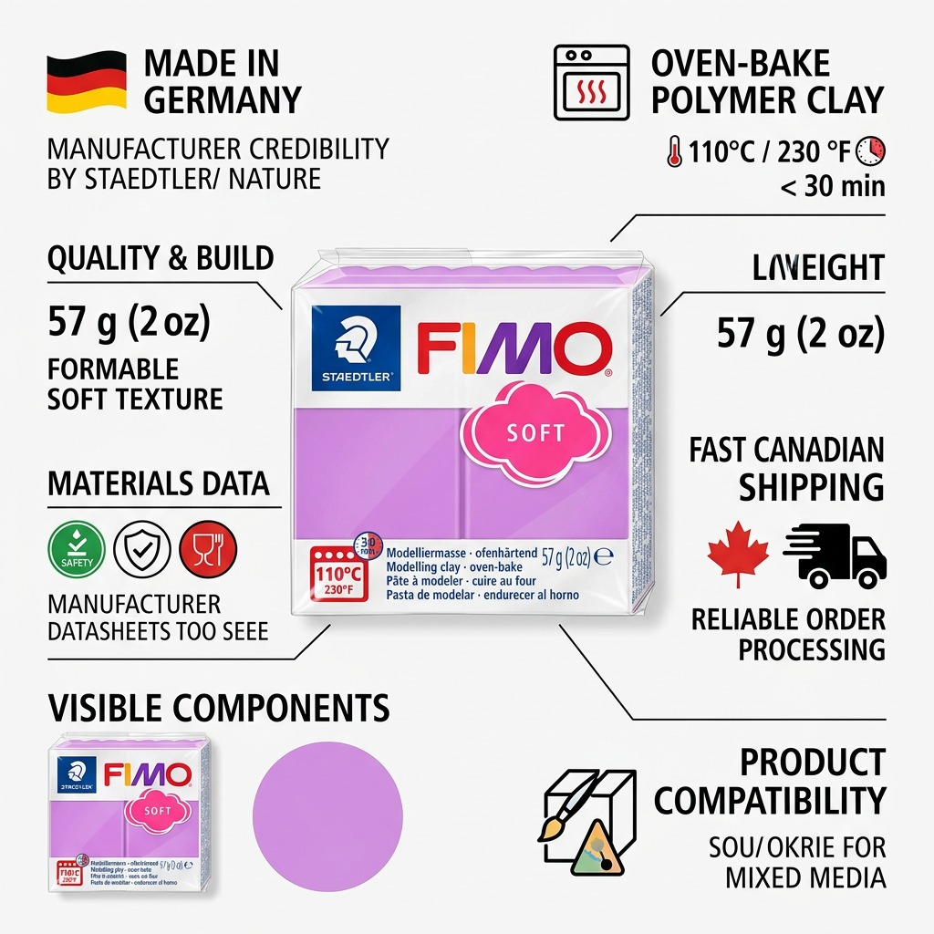 FIMO Soft – Pâte lavande 57 g, réf. 8020-62 — détail du produit