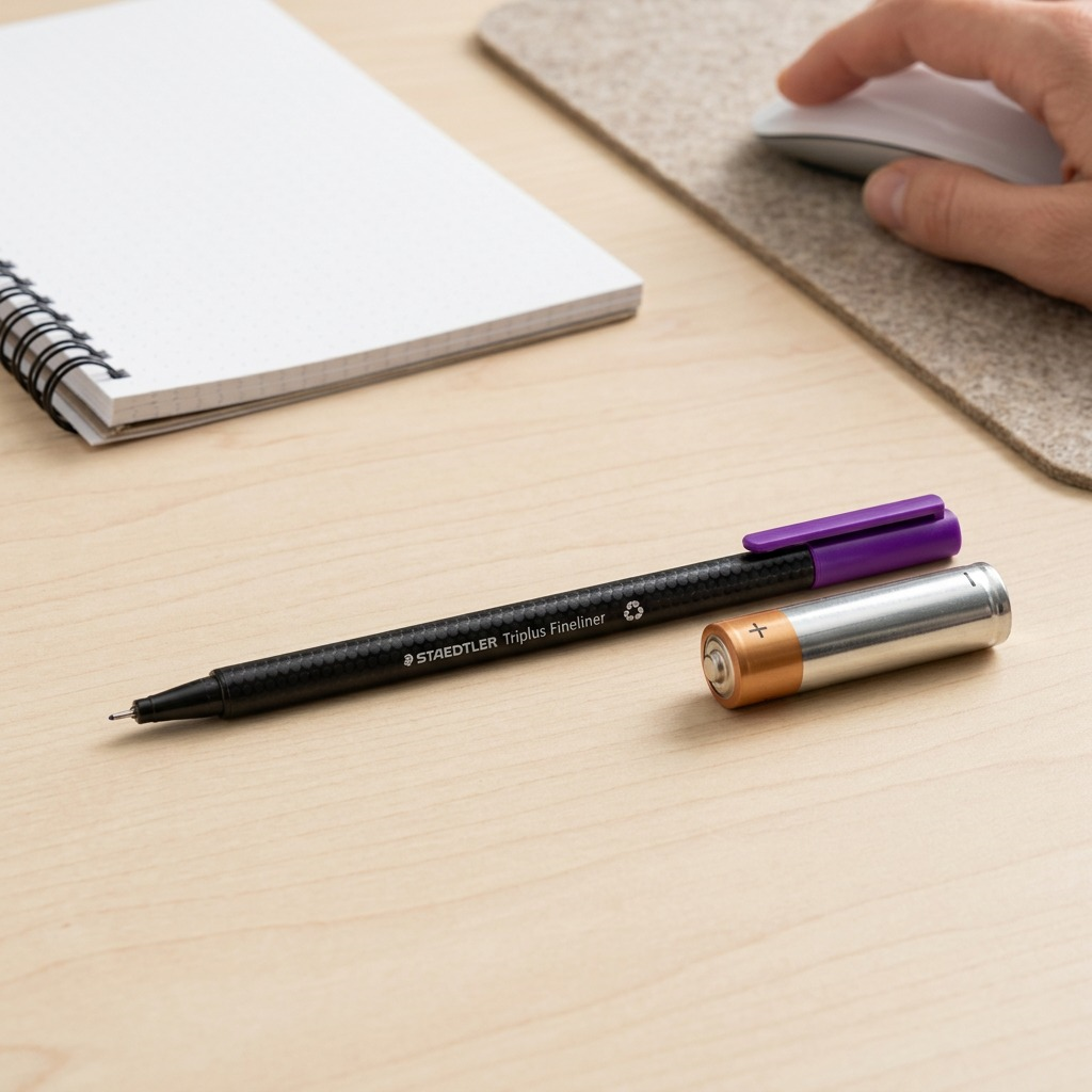 Pure hero shot of the canonical STAEDTLER Fineliner triplus 0.3mm in violet, as seen in image_0.png, resting horizontally.