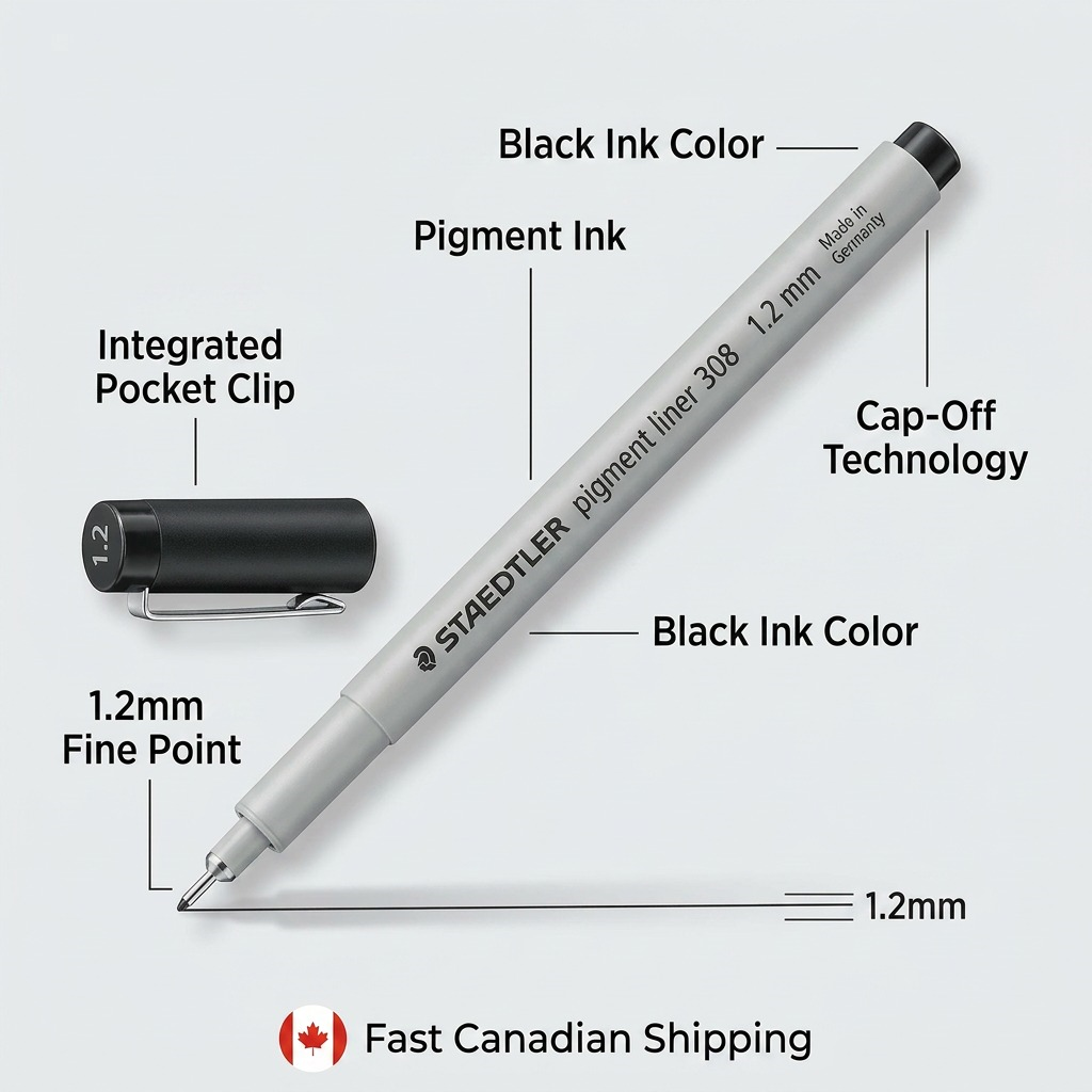 STAEDTLER Pigment Liner – Fineliner noir 1,2 mm, réf. 308-12-9M — vue du produit 6