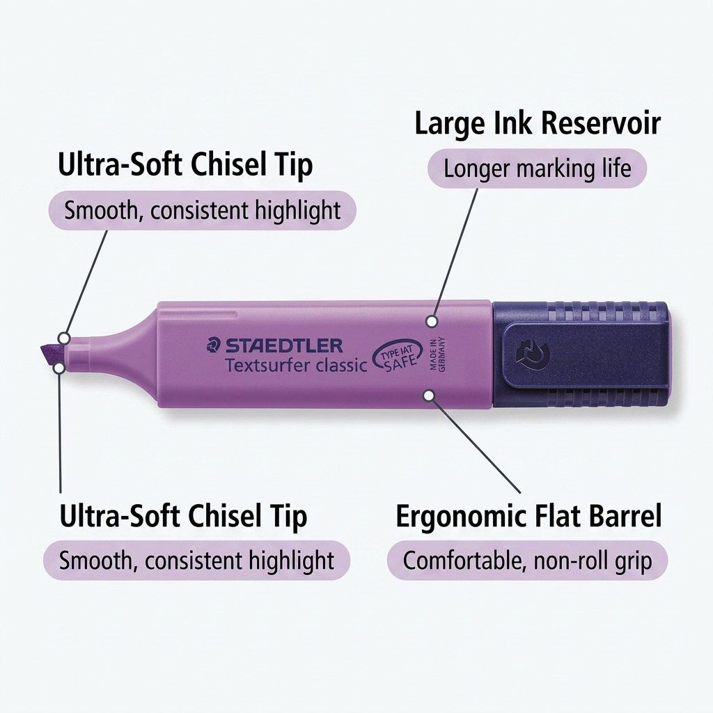 STAEDTLER Textsurfer classic – Surligneur fluorescent violet, référence 364-6-03 — présentation des caractéristiques