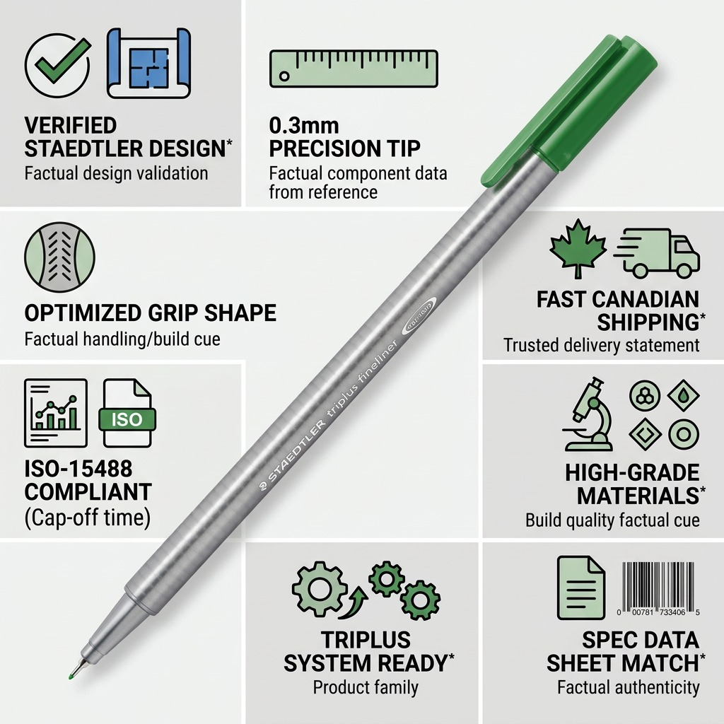 STAEDTLER triplus fineliner – Fineliner vert 0,3 mm, réf. 334-5-A7 — caractéristiques illustrées