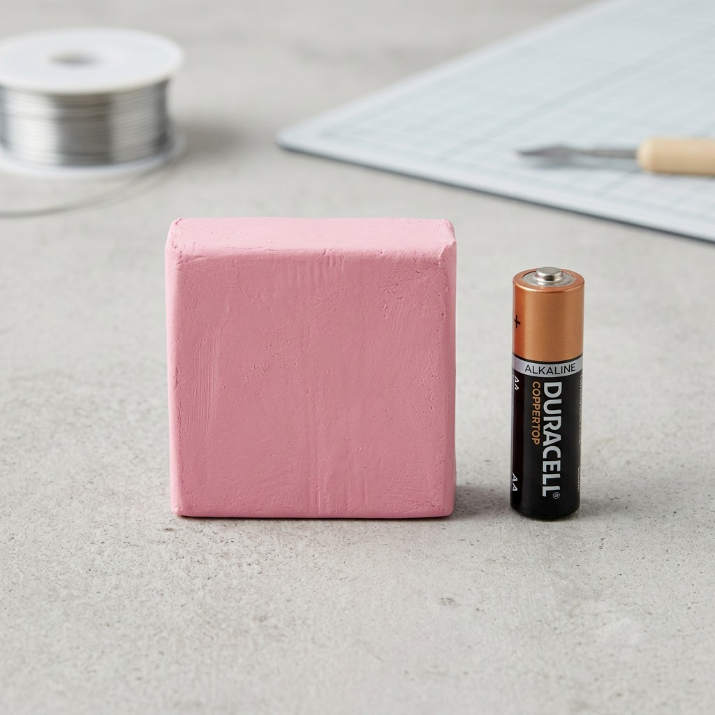 High-resolution ecommerce hero shot of a single block of STAEDTLER FIMO Effect Rose Quartz modelling clay on a pure white background.