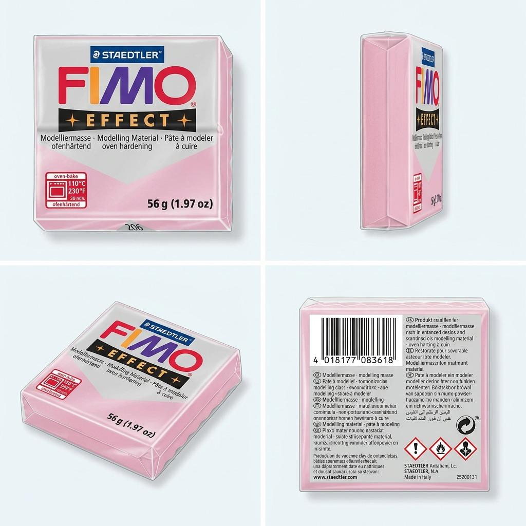 FIMO Effect – Pâte quartz rose 57 g, réf. 8020-206 — vue de l’emballage