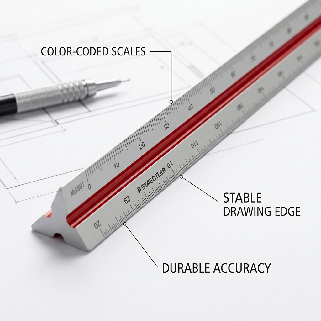 STAEDTLER – Règle triangulaire d’architecte 30 cm, réf. 98718-1 — gros plan