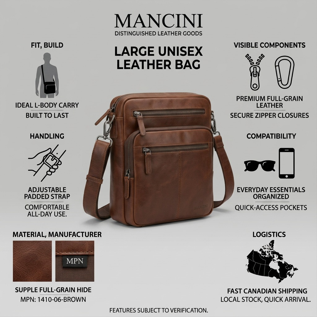 Grand sac unisexe brun – Mancini, référence 1410-06-BROWN