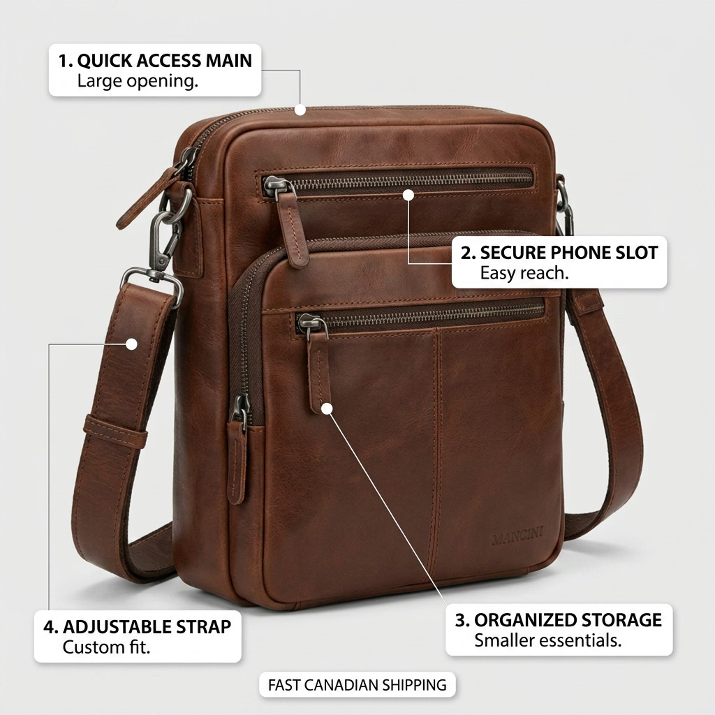 Grand sac unisexe brun – Mancini, référence 1410-06-BROWN