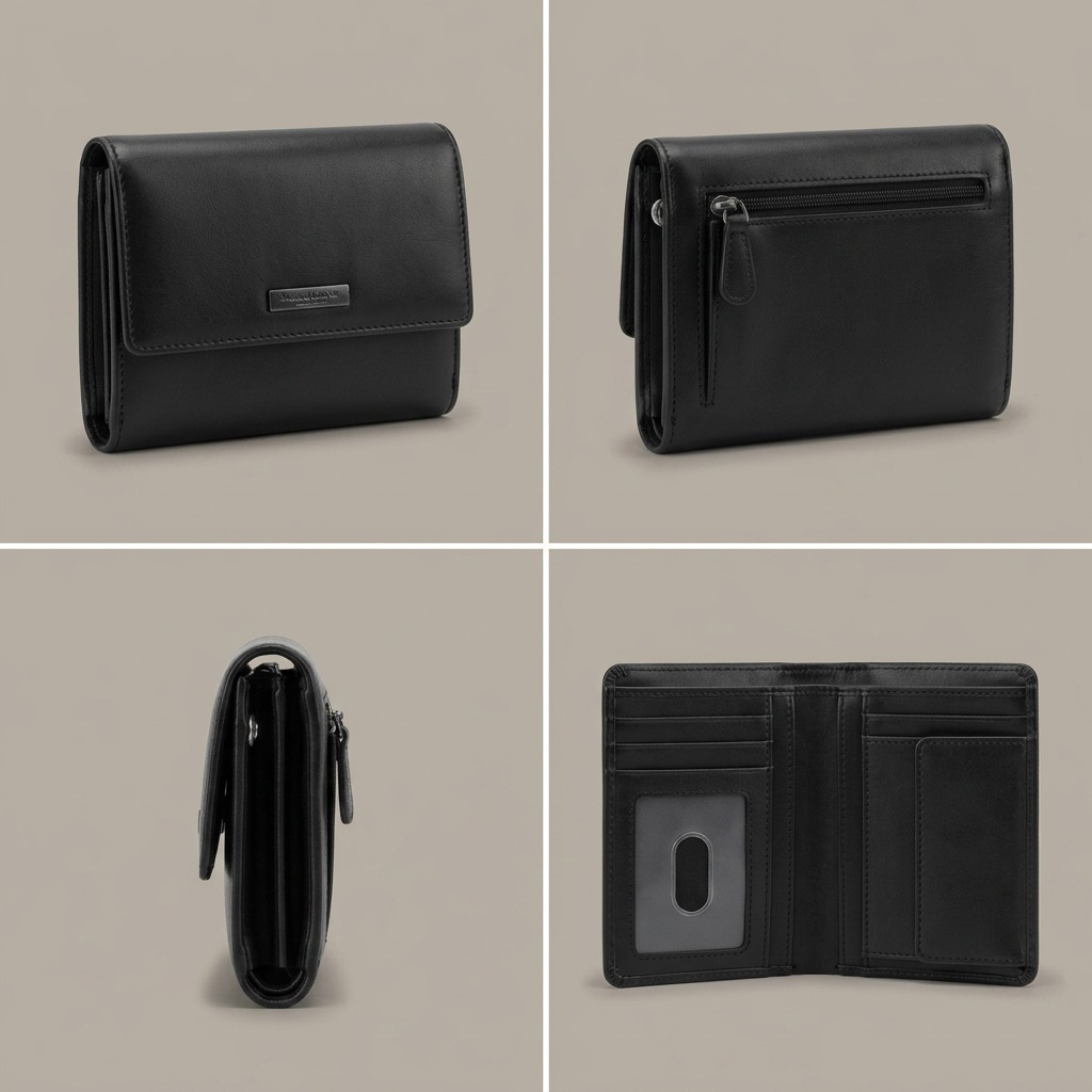 Petit portefeuille pochette noir – Mancini, référence 8700294-BLACK