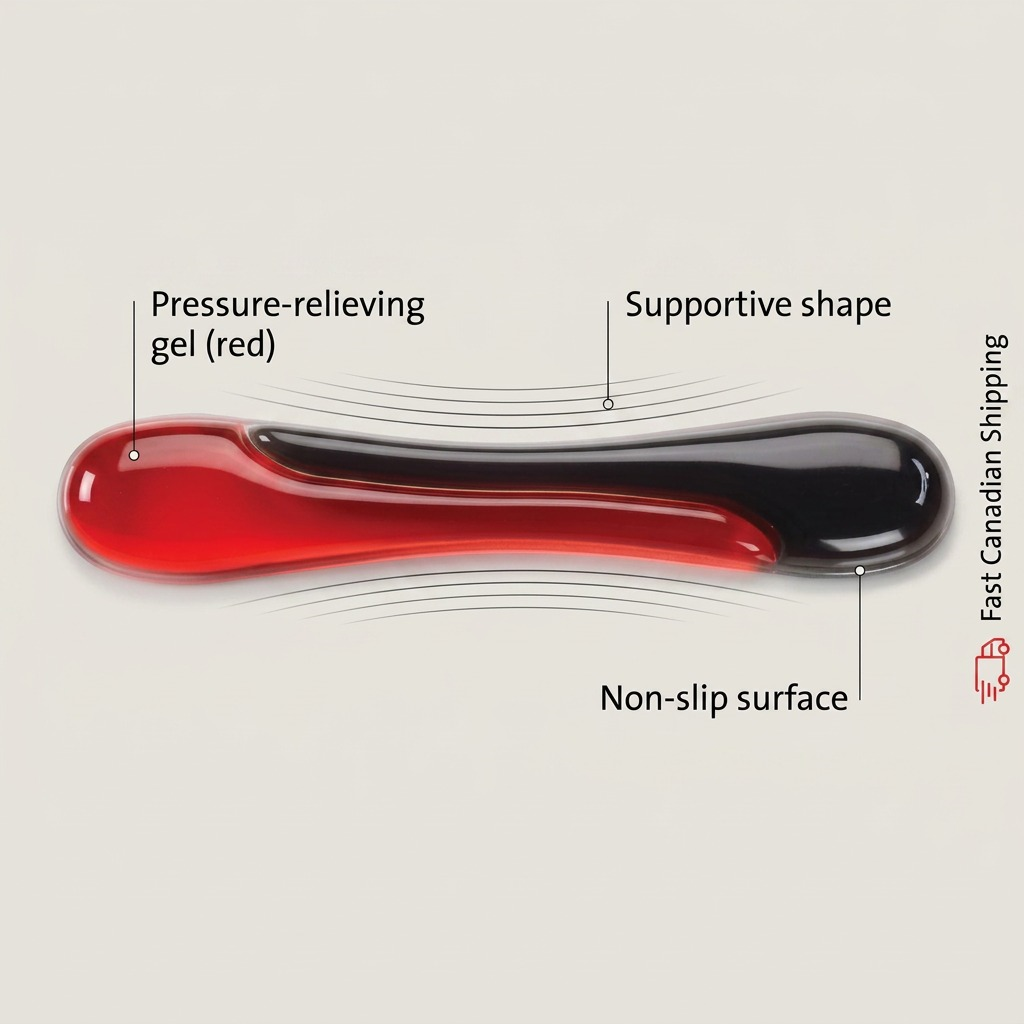 Kensington Duo Gel Keyboard Wrist Rest in red and black highlighting supportive shape and gel.