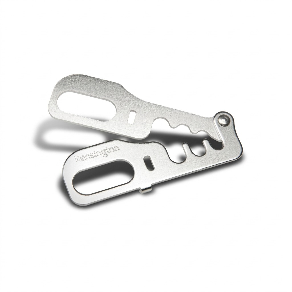 Kensington CableSaver security kit featuring a silver hardened steel hinge for securing cables.
