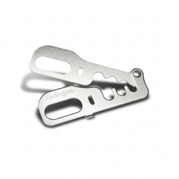 Kensington CableSaver security kit featuring a silver hardened steel hinge for securing cables.