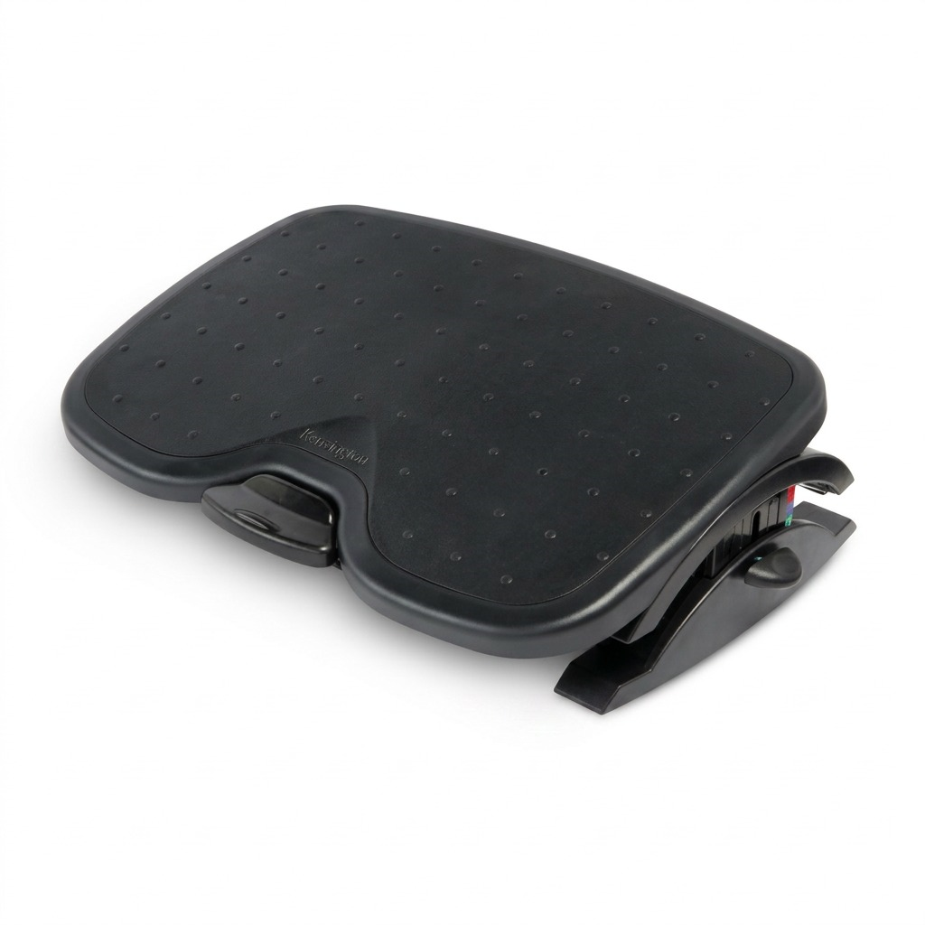 Black Kensington SmartFit Solemate Plus Foot Rest with textured surface and adjustable base.