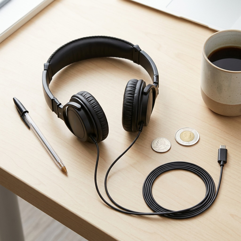Kensington K97456WW USB-C HiFi Head Phones full hero shot on a pure white background.