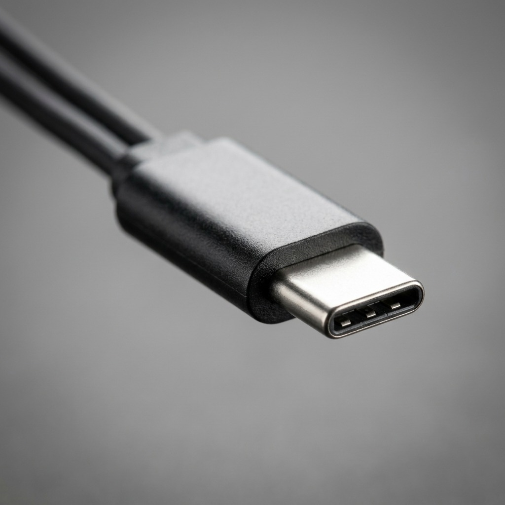 Macro photograph focusing on the high-quality USB-C connector.