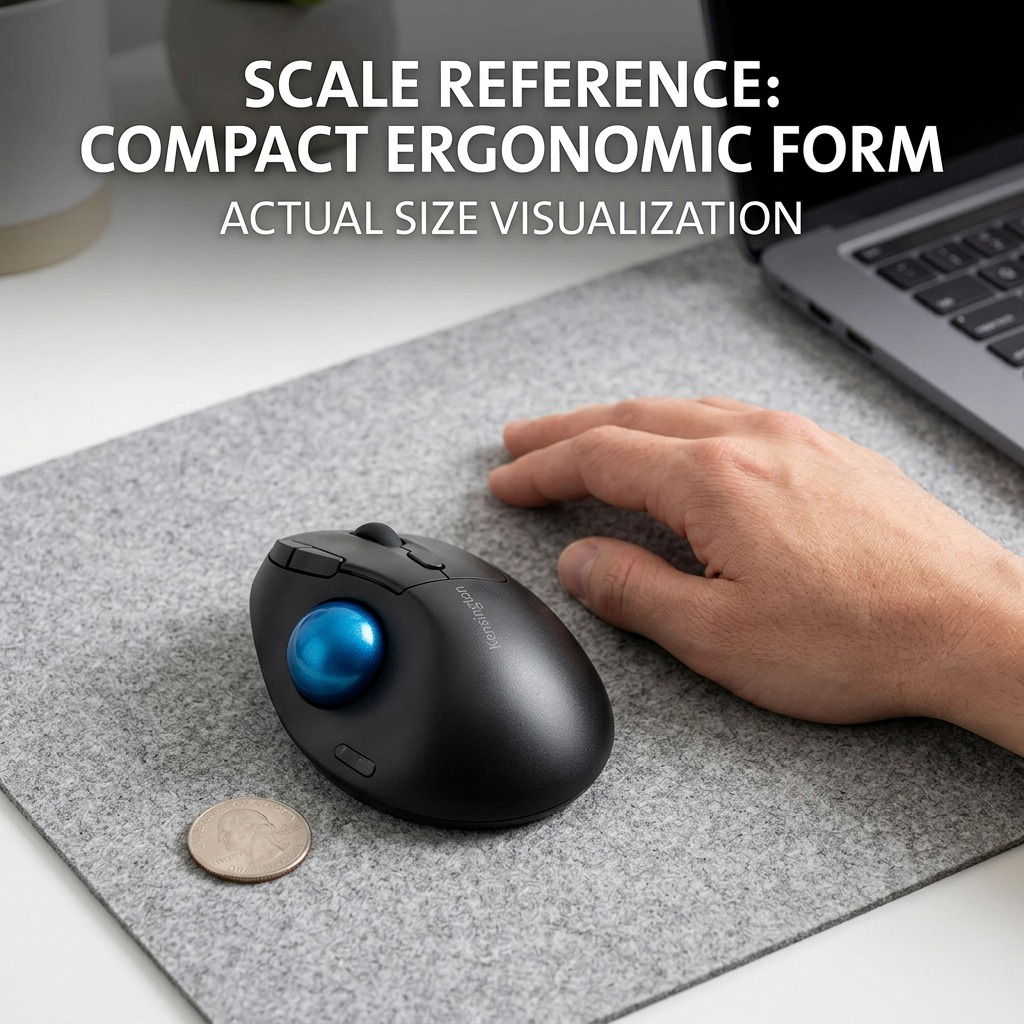 Kensington Pro Fit Ergo TB450 wireless trackball mouse in black with a metallic blue trackball.