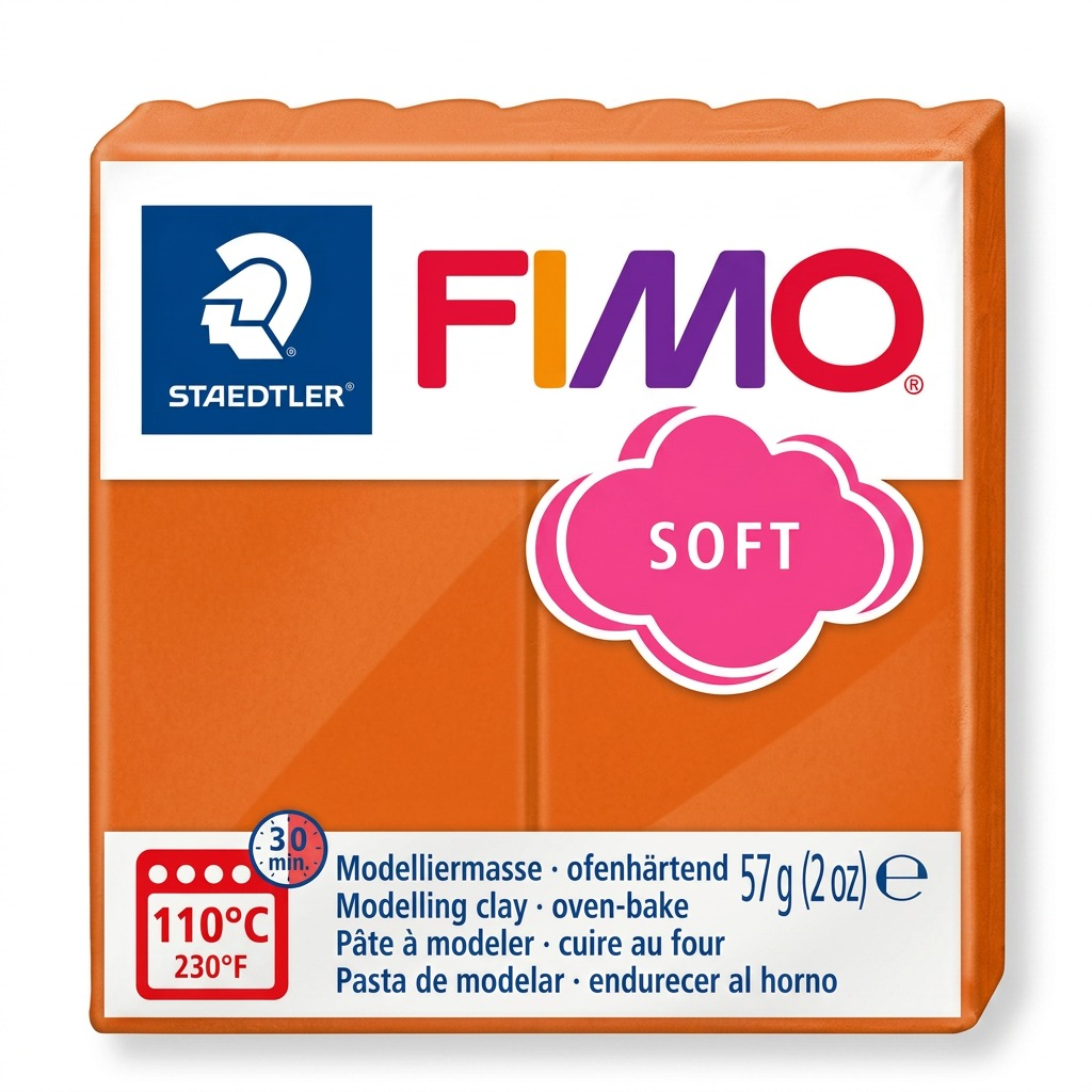 FIMO Soft – Pâte cognac 57 g, réf. 8020-76 — vue sur fond clair