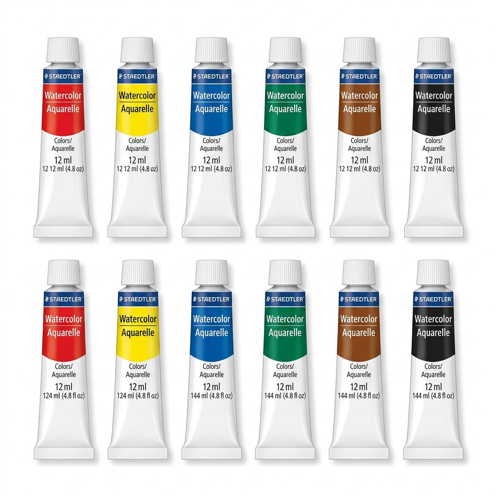 STAEDTLER – Lot de 12 peintures aquarelle tubes 12 ml, réf. 8880-C12-02 — vue sur fond clair
