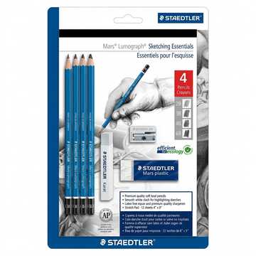 STAEDTLER Mars Lumograph – Sketch Essentials, 8 pièces, réf. 100-BK8-02NA — vue du produit sur fond clair