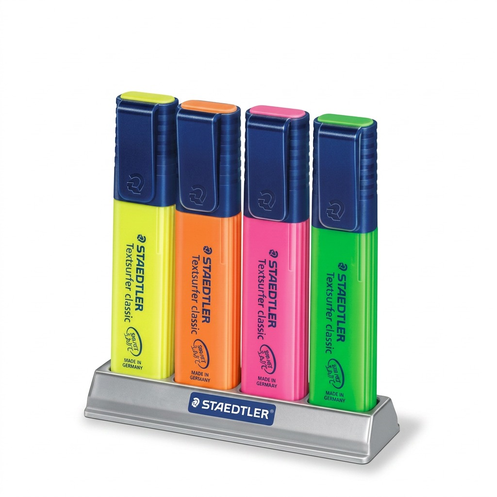 STAEDTLER Textsurfer classic – Lot de 4 surligneurs assortis, référence 364-SC4 — vue sur fond clair