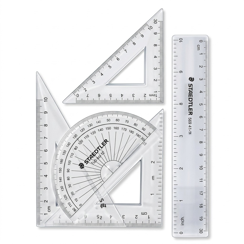STAEDTLER – Lot de mathématiques, 4 pièces, réf. 569-WP4-02 — vue sur fond clair