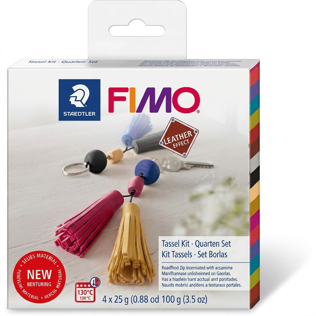 FIMO Leather Effect – Ensemble pour porte-clés à pompon, réf. 8015-DIY2 — vue du produit sur fond clair