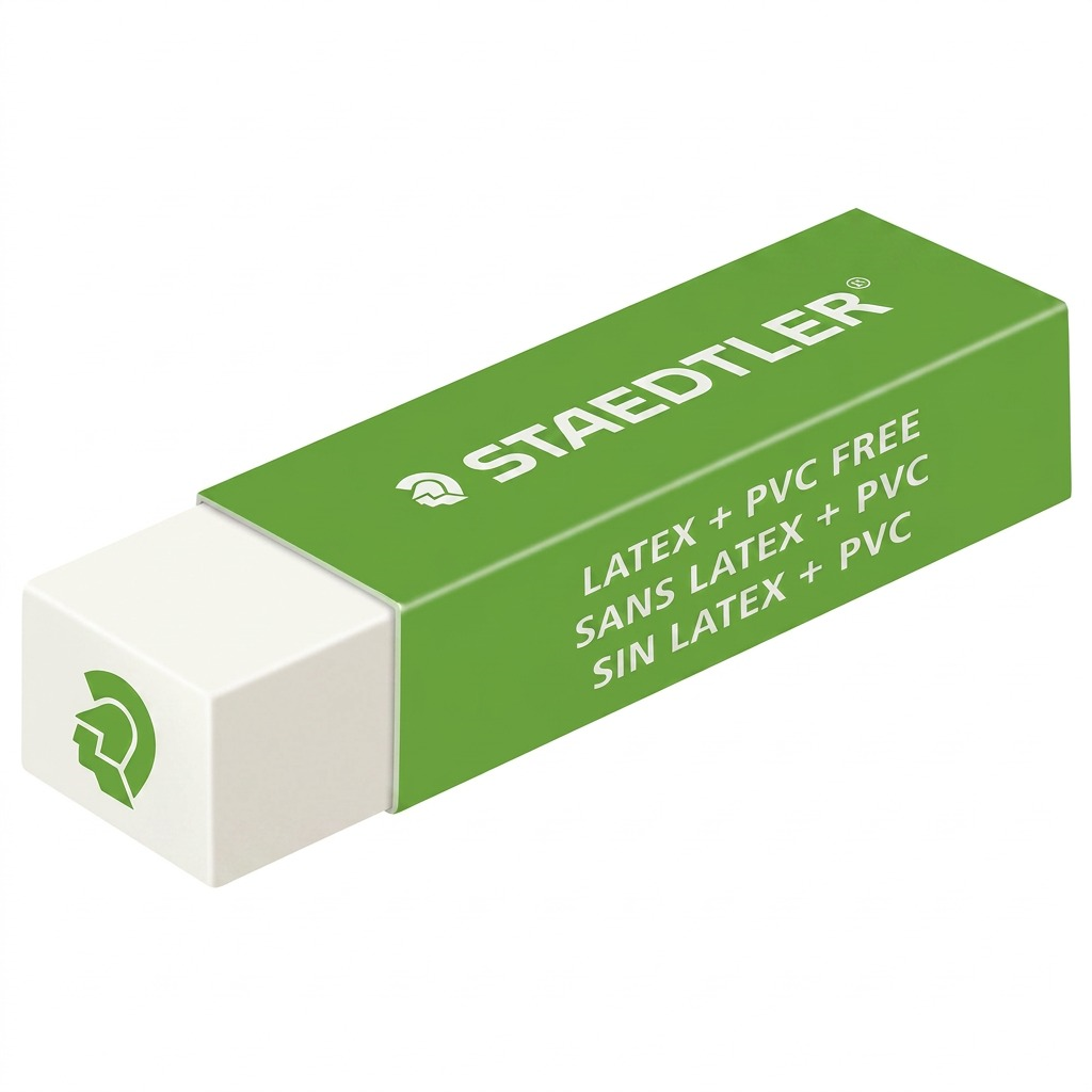 STAEDTLER – Gomme blanche avec motif Mars vert, réf. 525C05LSA6 — vue sur fond clair
