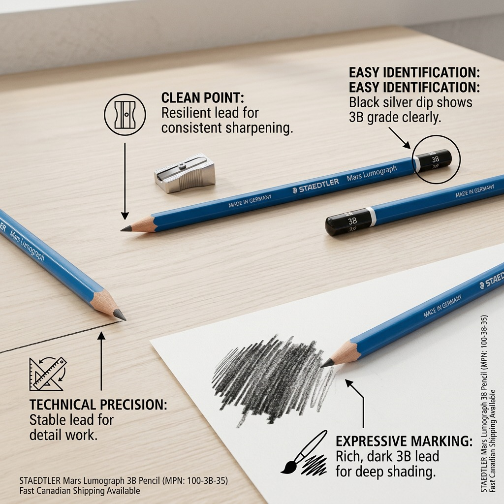 STAEDTLER Mars Lumograph – Crayon graphite 3B, réf. 100-3B-35 — vue du produit 6