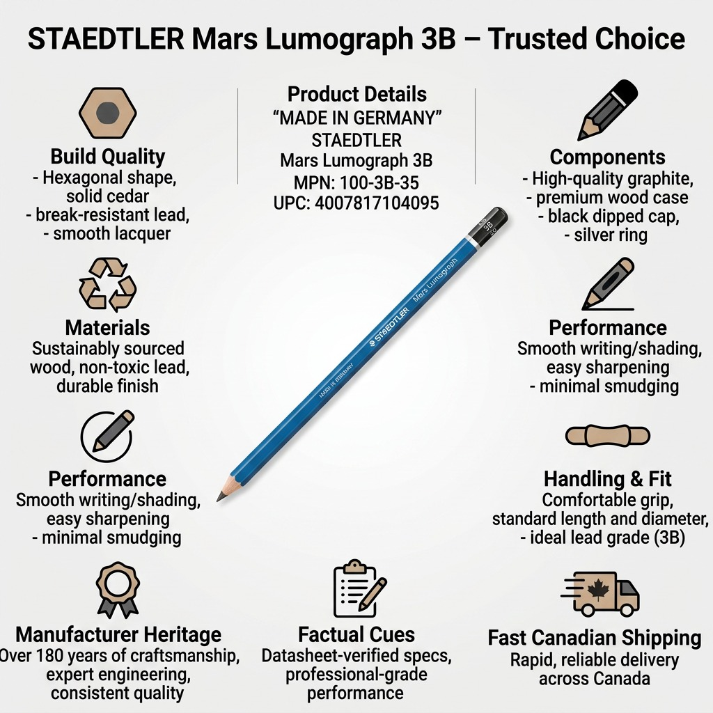 STAEDTLER Mars Lumograph – Crayon graphite 3B, réf. 100-3B-35 — vue du produit 8
