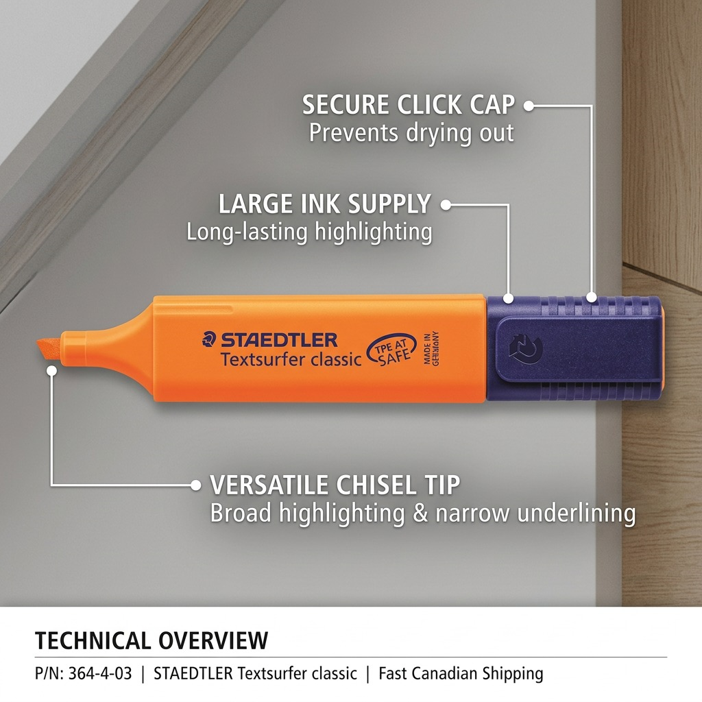 STAEDTLER Textsurfer classic – Surligneur fluorescent orange, référence 364-4-03 — présentation des caractéristiques