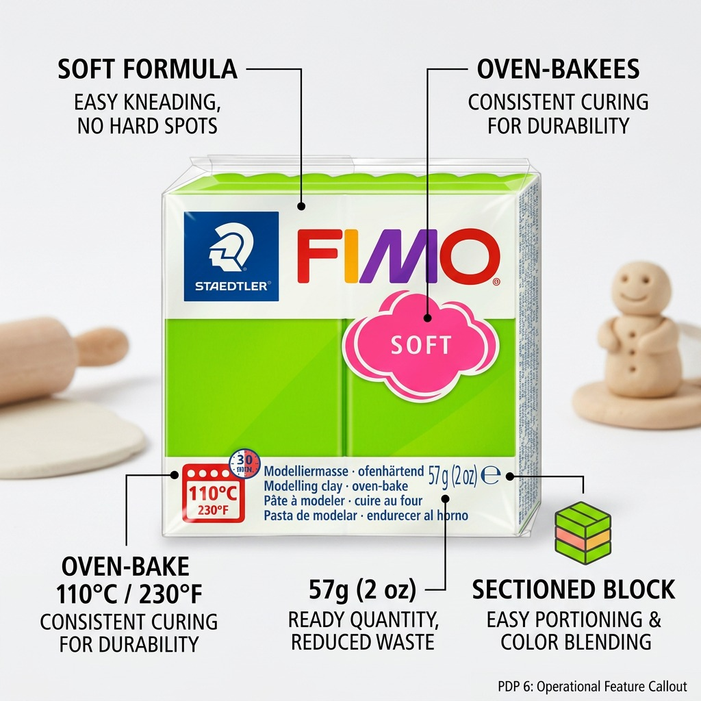 FIMO Soft – Pâte vert pomme 57 g, réf. 8020-50 — vue 6