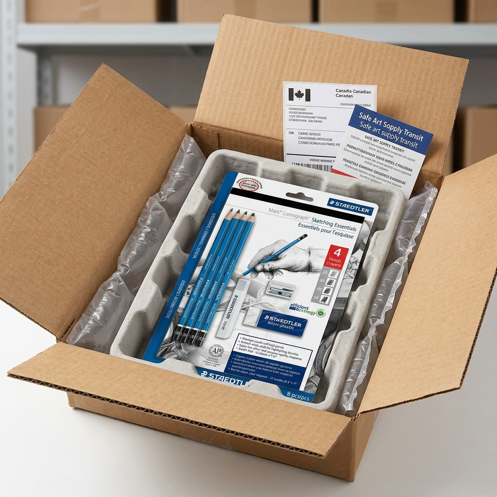 STAEDTLER Mars Lumograph – Sketch Essentials, 8 pièces, réf. 100-BK8-02NA — présentation de l’ensemble et de son emballage