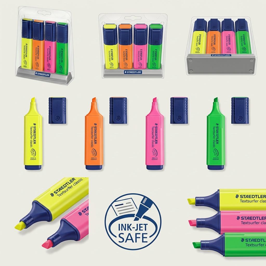 STAEDTLER Textsurfer classic – Lot de 4 surligneurs assortis, référence 364-SC4 — gros plan