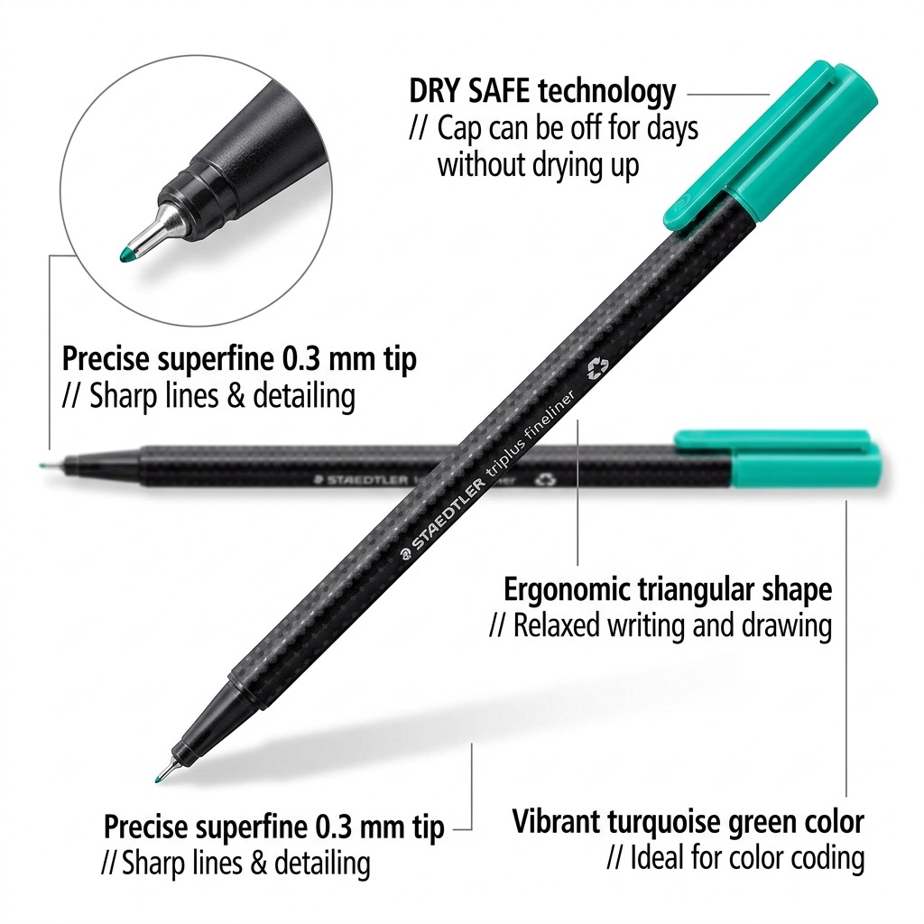 STAEDTLER triplus fineliner – Fineliner 0,3 mm vert foncé, réf. 334-54-A7 — détail du produit